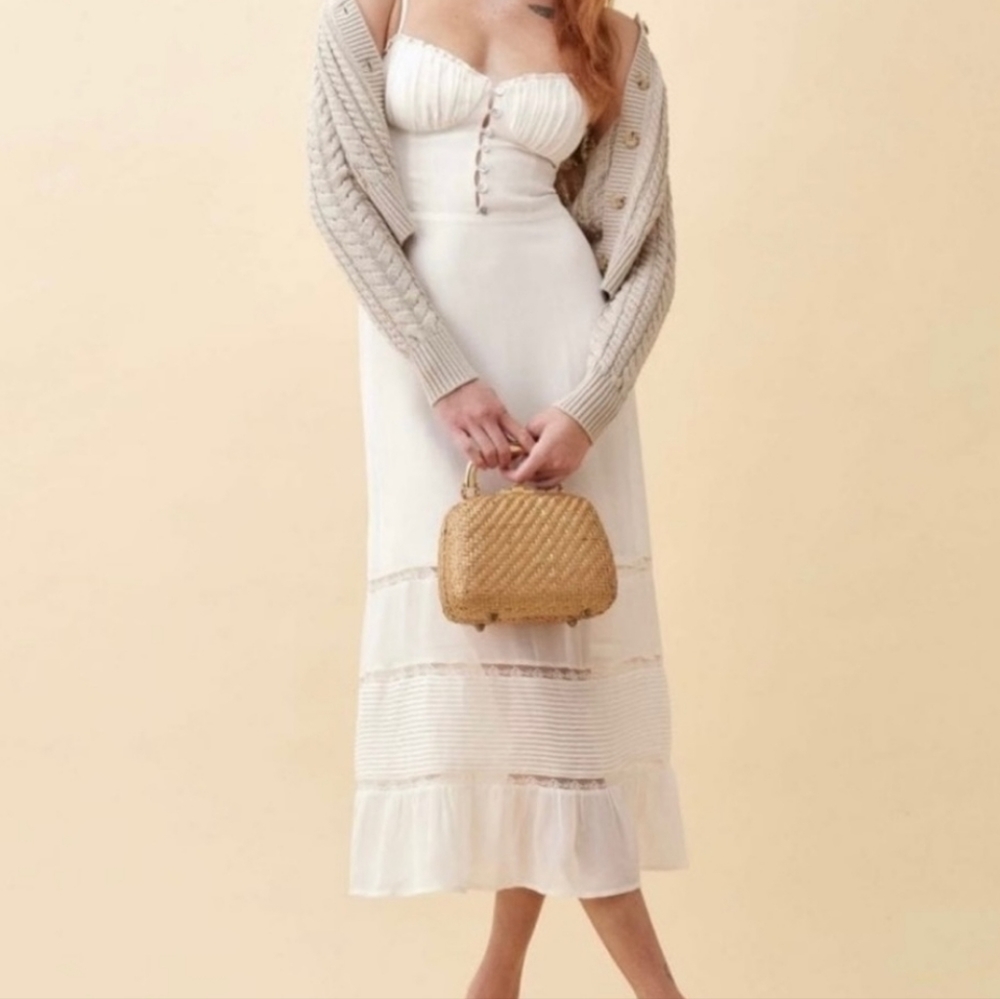 Reformation Harvest Dress White Midi Size 10 - Picture 9 of 10
